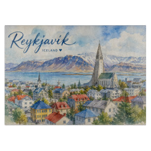 Reykjavik Iceland souvenir watercolor Cutting Board