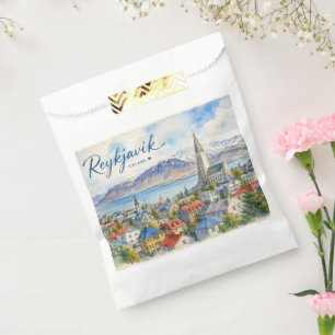 Reykjavik Iceland souvenir watercolor  Favour Bag