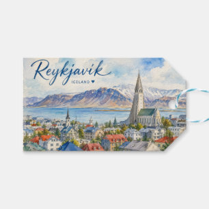 Reykjavik Iceland souvenir watercolor  Gift Tags