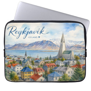 Reykjavik Iceland souvenir watercolor Laptop Sleeve