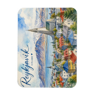 Reykjavik Iceland souvenir watercolor  Magnet
