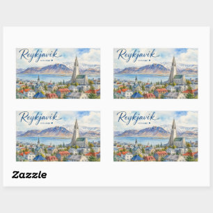 Reykjavik Iceland souvenir watercolor Rectangular Sticker