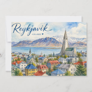 Reykjavik Iceland souvenir watercolor  Thank You Card