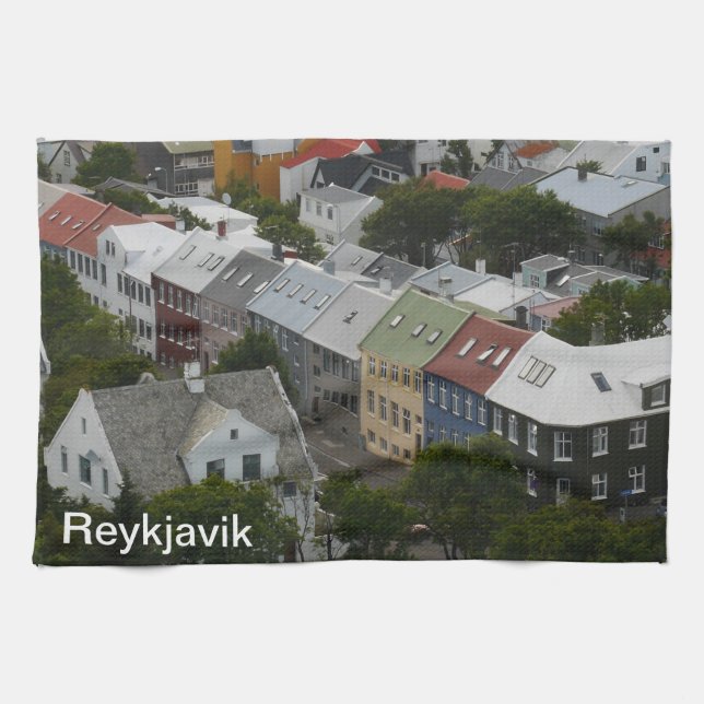 Reykjavik Iceland Tea Towel (Horizontal)