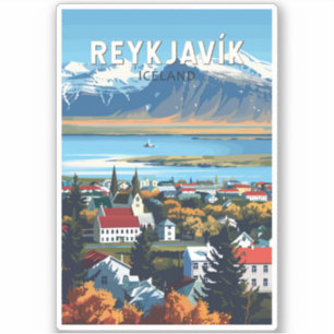 Reykjavík Iceland Travel Art Vintage