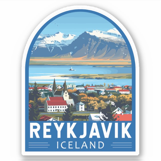 Reykjavík Iceland Travel Art Vintage (Front)