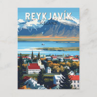 Reykjavík Iceland Travel Art Vintage