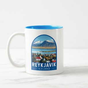 Reykjavík Iceland Travel Art Vintage Two-Tone Coffee Mug