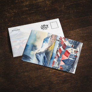 Reykjavik Iceland Watercolor Postcard
