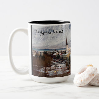 Reykjavik, Iceland Winter Scene Two-Tone Coffee Mug