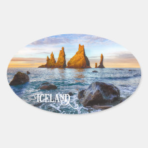 Reynisfjara Beach, Iceland Oval Sticker