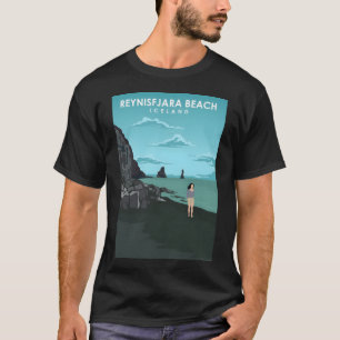 Reynisfjara Black Sand Beach Travel Poster  T-Shirt