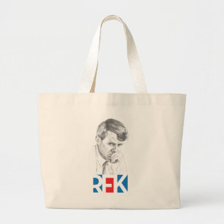 RFK Drawing with RFK Text in Red & Blue Large Tote Bag