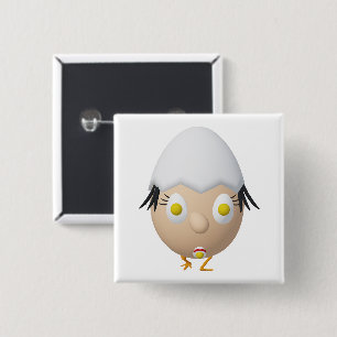 RG & RA Quirky Egg Character Cute Design 15 Cm Square Badge