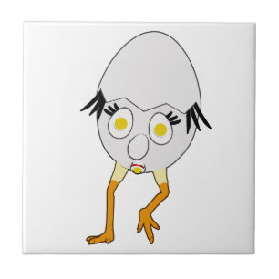 RG & RA Quirky Egg Character Cute Design Ceramic Tile
