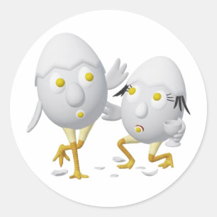 RG & RA Quirky Egg Character Cute Design Classic Round Sticker