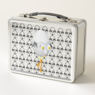 RG & RA Quirky Egg Character Cute Design Metal Lunch Box