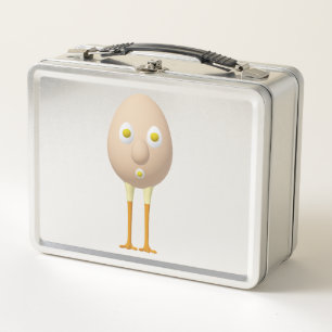 RG & RA Quirky Egg Character Cute Design Metal Lunch Box
