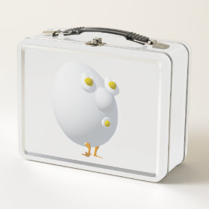 RG & RA Quirky Egg Character Cute Design Metal Lunch Box