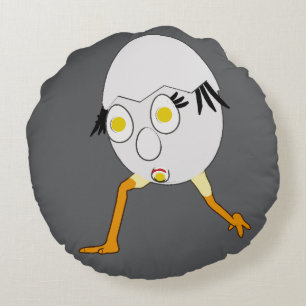 RG & RA Quirky Egg Character Cute Design Round Cushion