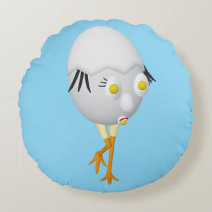 RG & RA Quirky Egg Character Cute Design Round Cushion