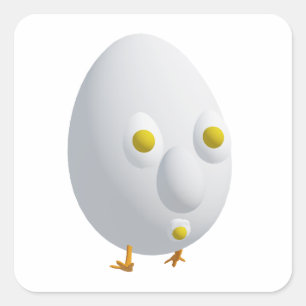 RG & RA Quirky Egg Character Cute Design Square Sticker