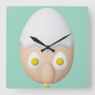 RG & RA Quirky Egg Character Cute Design Square Wall Clock