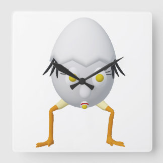 RG & RA Quirky Egg Character Cute Design Square Wall Clock