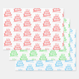 RGB Cake Birthday Wrapping Paper Sheets