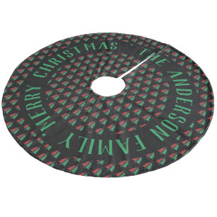 RGB Christmas Tree Pattern Add Name Kwanzaa Fleece Tree Skirt