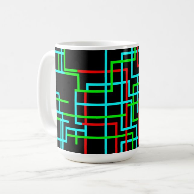 RGB Geometric Grid  Coffee Mug (Front Left)