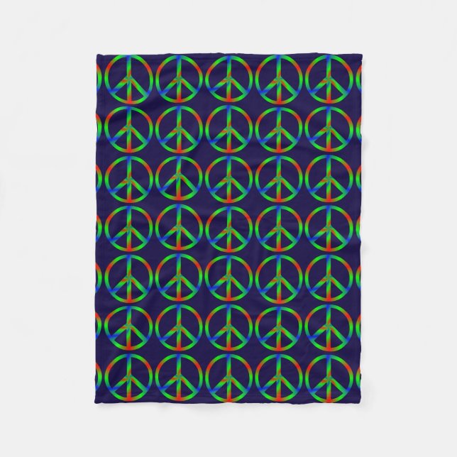 RGB Peace Sign Fleece Blanket (Front)
