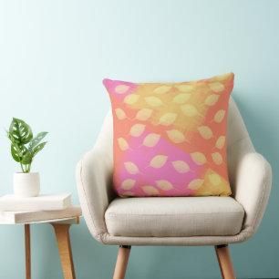 Rhapsody in Yellow, Terracotta and Violet Abstract Cushion