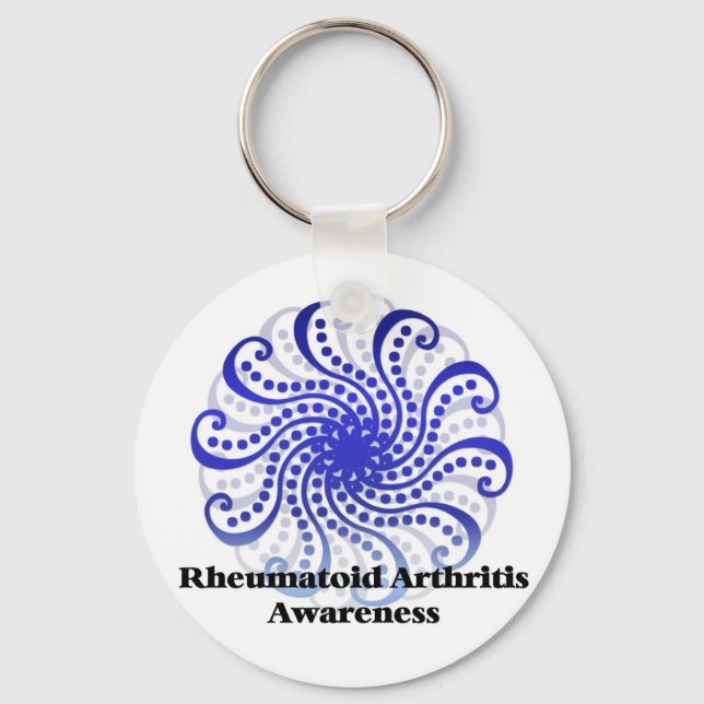 Rheumatoid Arthritis Awareness Blue Design 6 Key Ring (Front)