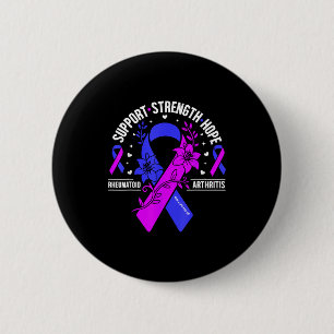 Rheumatoid arthritis awareness floral blue purple 6 cm round badge