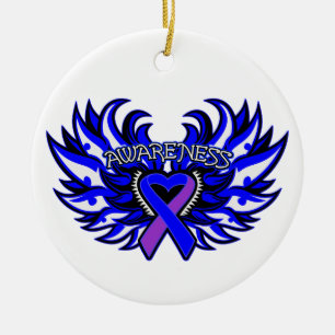 Rheumatoid Arthritis Awareness Heart Wings Ceramic Tree Decoration
