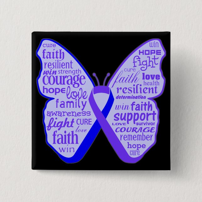 Rheumatoid Arthritis Butterfly Ribbon 15 Cm Square Badge (Front)