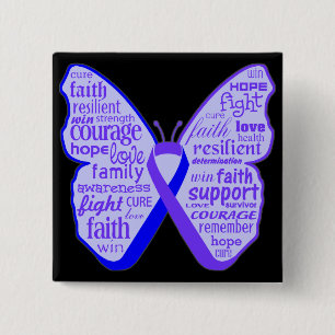 Rheumatoid Arthritis Butterfly Ribbon 15 Cm Square Badge