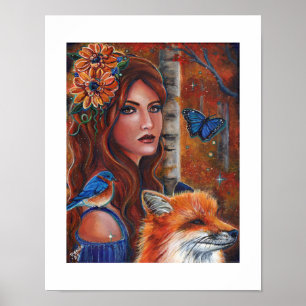 "Rhiannon" goddess with Bird by Renee Lavoie Poster
