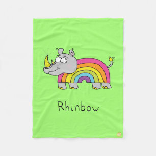 Rhinbow Rhino Rainbow Fleece Blanket Green