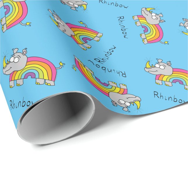 Rhinbow Rhino Rainbow Gift Wrapping Paper (Roll Corner)