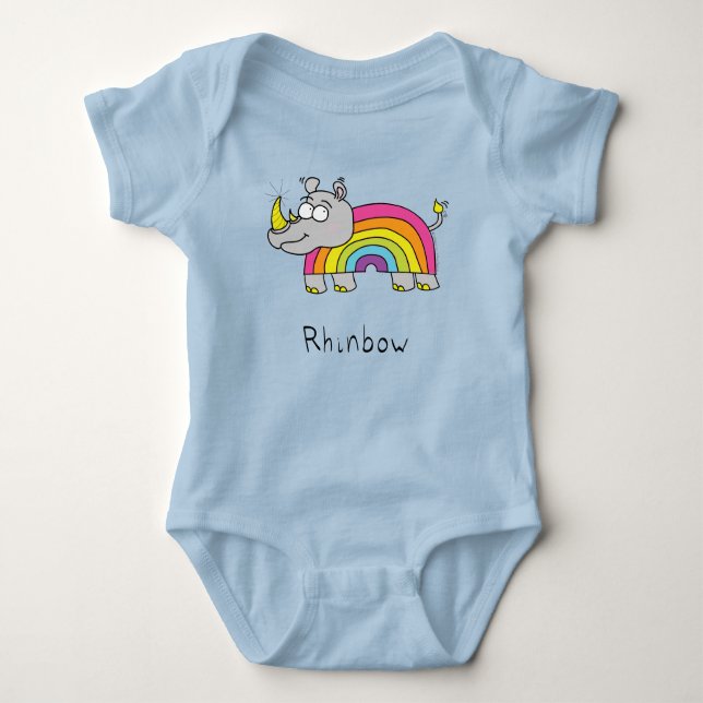 Rhinbow Rhino Rainbow Kid's Baby Bodysuit T-Shirt (Front)