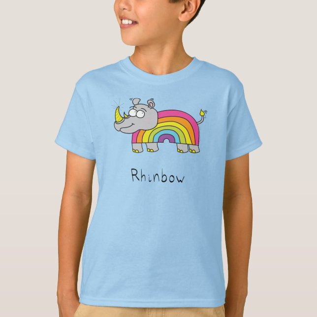 Rhinbow Rhino Rainbow Kid's Boy's T-Shirt (Front)