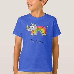Rhinbow Rhino Rainbow Kid's Boy's T-Shirt Blue