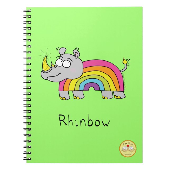 Rhinbow Rhino Rainbow Notebook Green (Front)