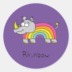 Rhinbow Rhino Rainbow Stickers Purple