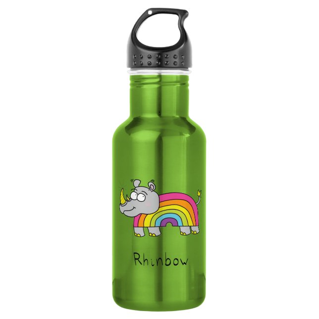 Rhinbow Rhino Rainbow Water Bottle Green (Front)