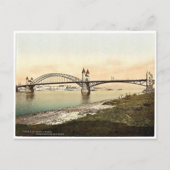 Rhine Bridge, Bonn, the Rhine, Germany rare Photoc Postcard (Front)