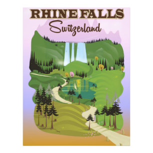 Rhine falls Switzerland travel poster