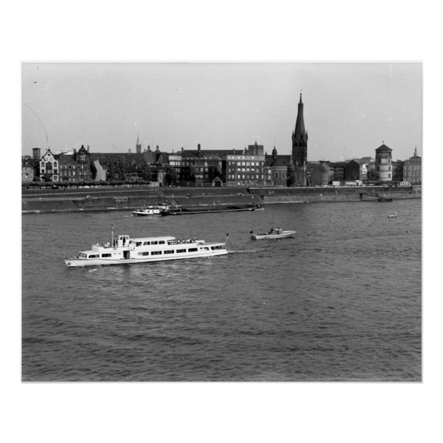 Rhine navigation Düsseldorf Poster (Front)